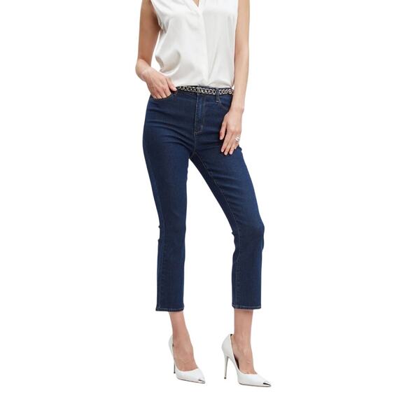 Elie Tahari Women's Dark Wash Micro Flare Cropped Stretch Denim Jeans Size 4
